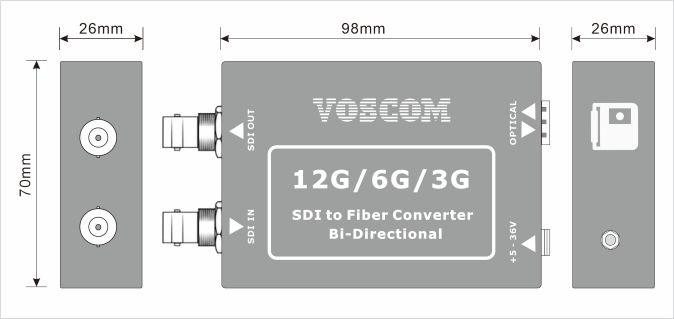 size of 12G-SDI over Fiber Transceiver
